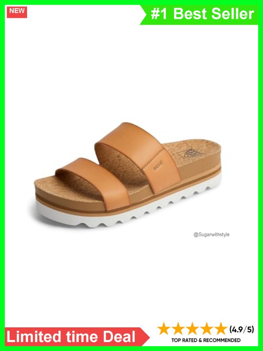 Women's Platform Slide Sandals Vegan Leather Cushion Footbed Chunky Lug Sole